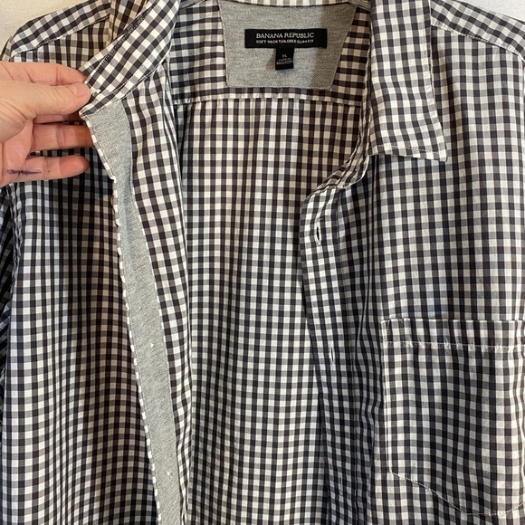 NWT Banana Republic Grey and Black Plaid Long Sleeve Dress  Shirt Mens XLg - Picture 5 of 15